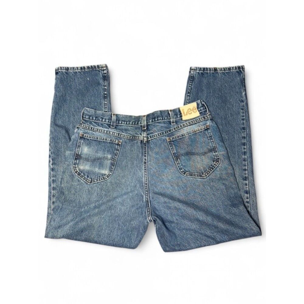 90s Vintage Lee Lived-In Heavy Denim Medium Wash Straight Leg Jeans size 38 x 32